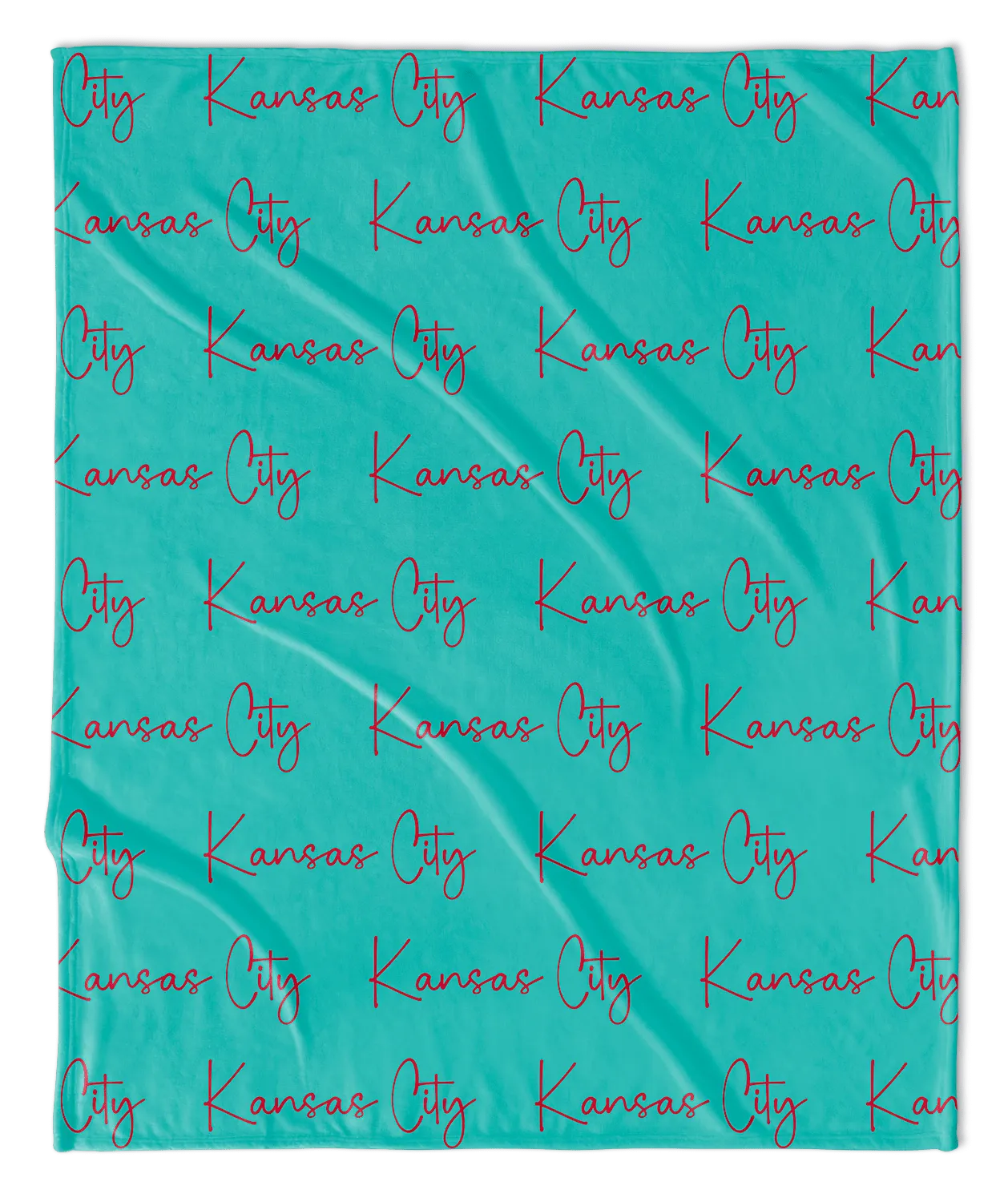 Teal & Red Cursive Kansas City Blanket