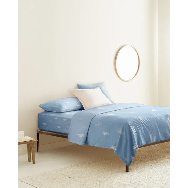 The Baby Atelier 100% Organic Single Duvet Cover Blue Cactus
