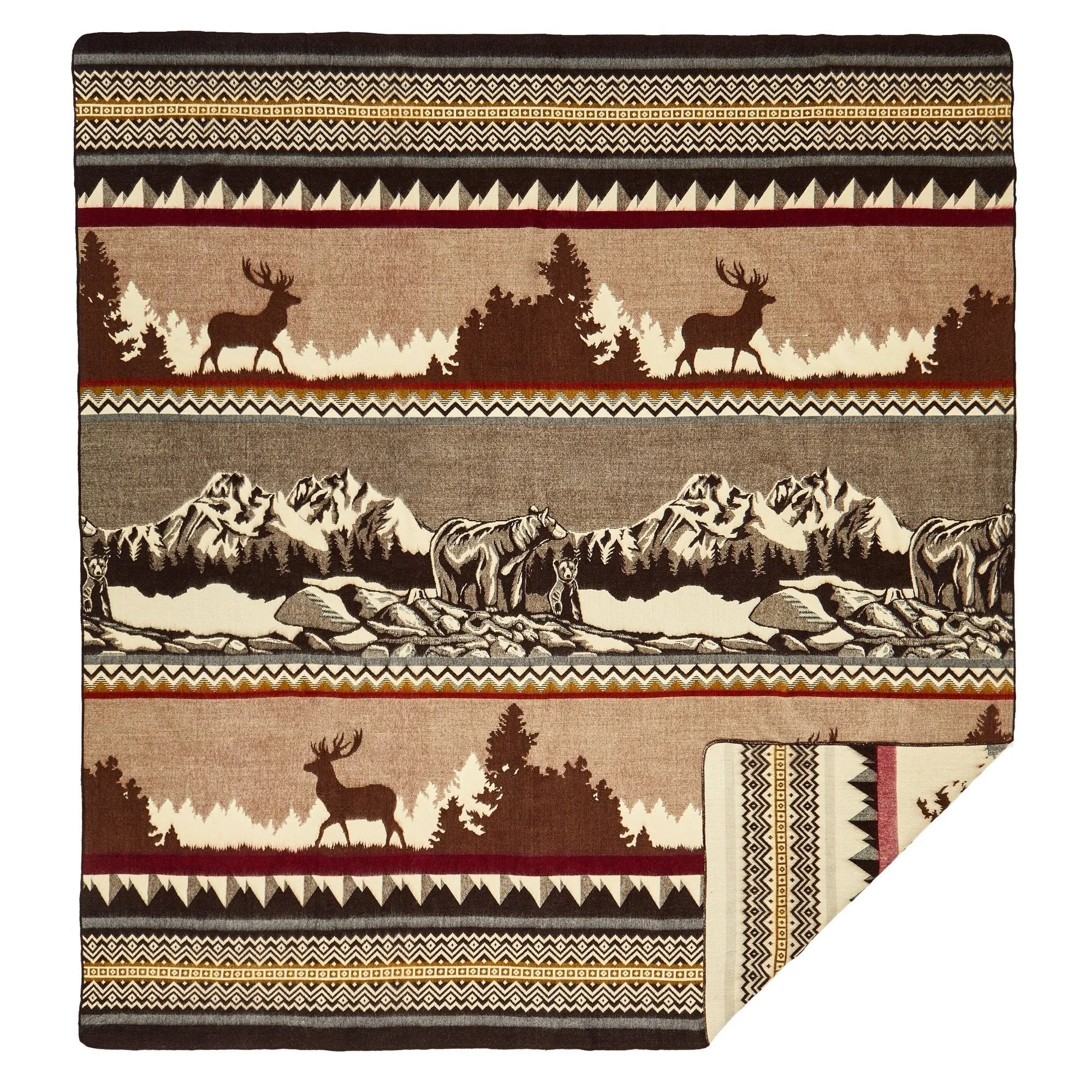 ULTRA SOFT BEAR AND DEER LODGE HANDMADE BLANKET