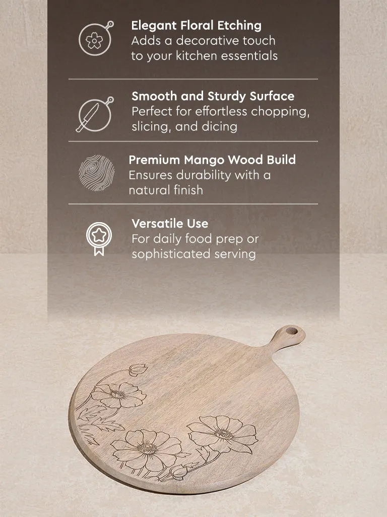 Westside Home Beige Floral Etched Wooden Chopper