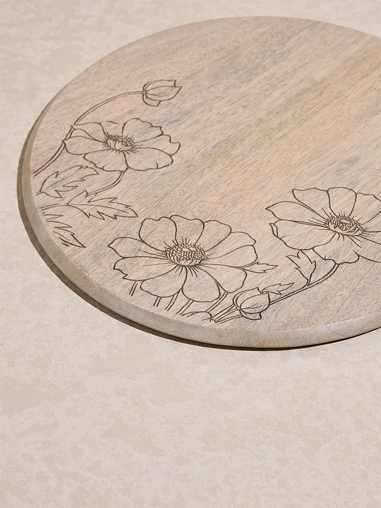 Westside Home Beige Floral Etched Wooden Chopper