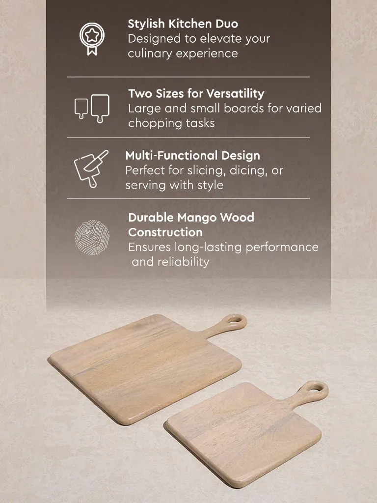 Westside Home Beige Wooden Chopping Board (Set of 2)