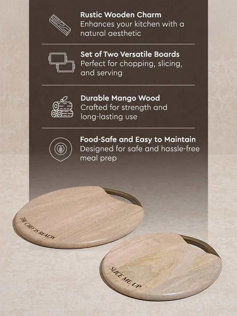Westside Home Beige Wooden Chopping Boards (Set of 2)