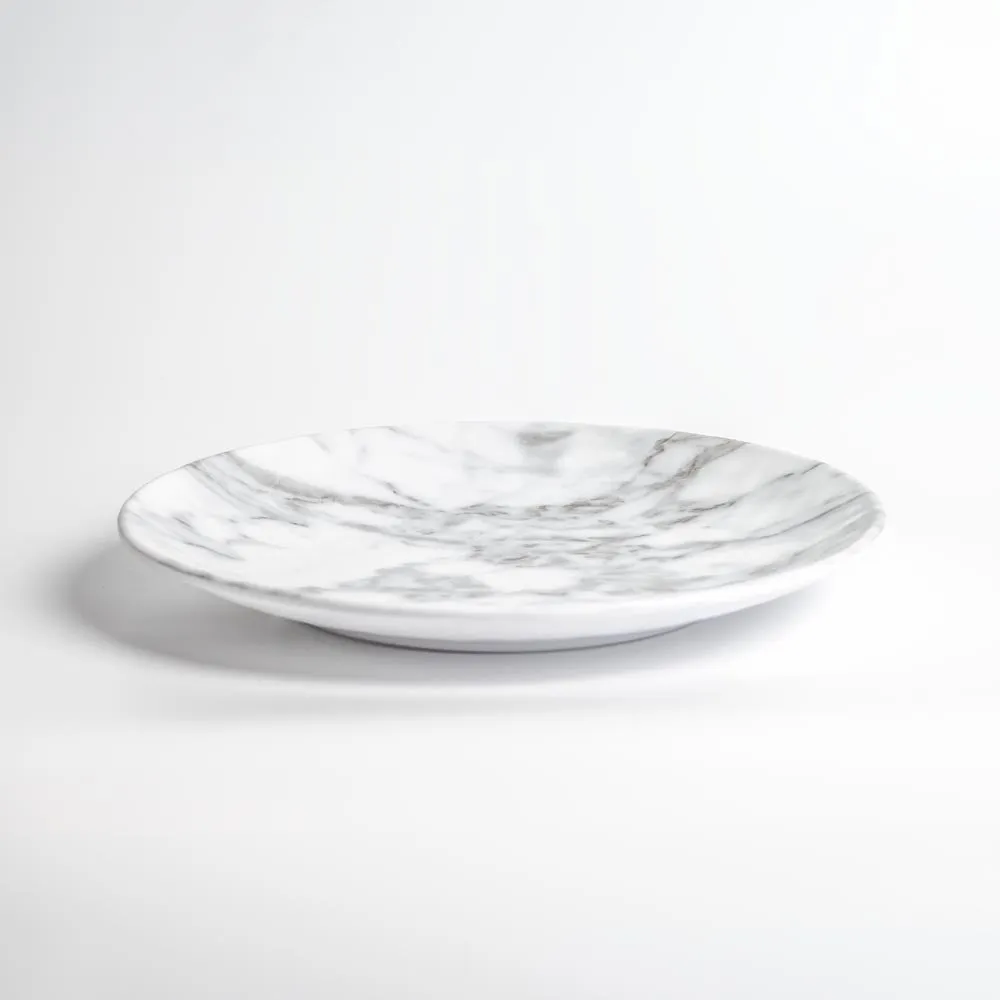 White Marble 11 inch Round Melamine Dinner Plate | Set of 6