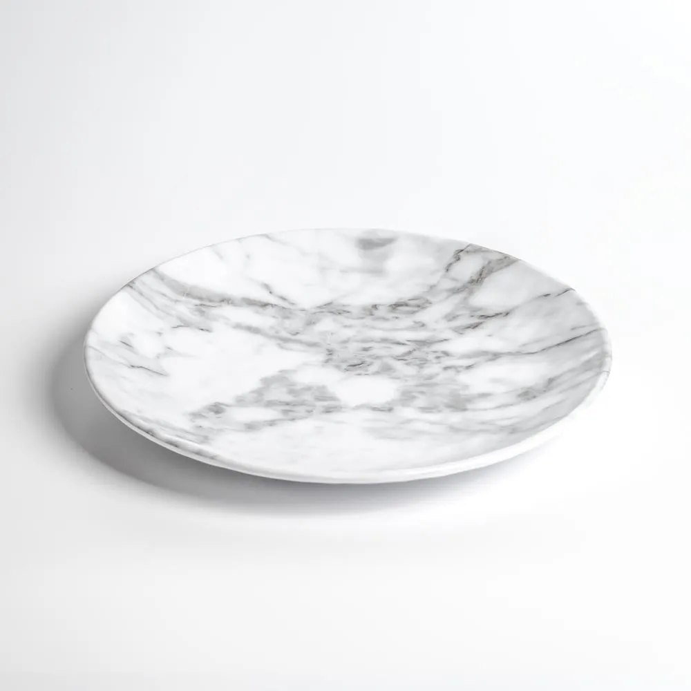 White Marble 11 inch Round Melamine Dinner Plate | Set of 6