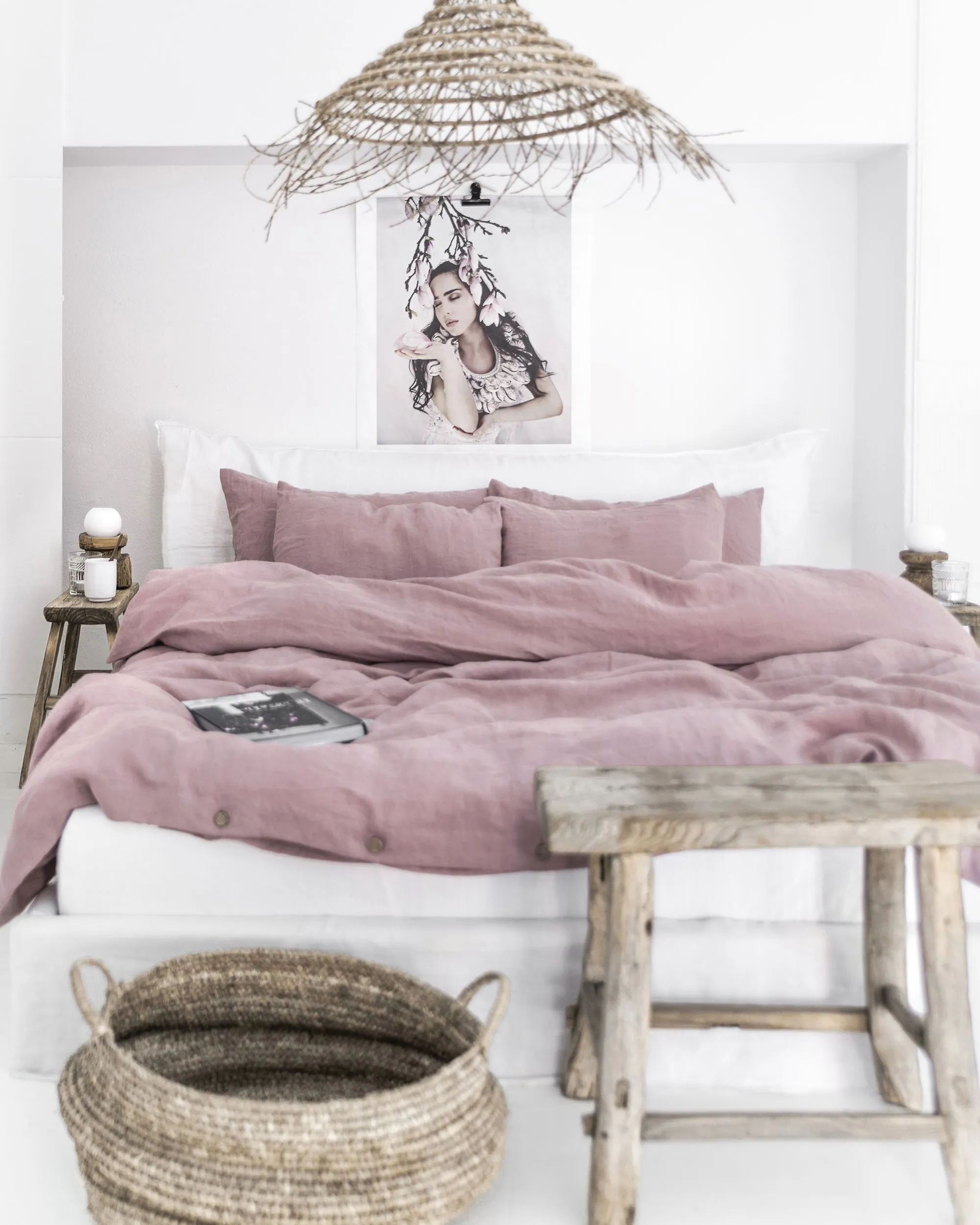 Woodrose linen duvet cover set (3 pcs)