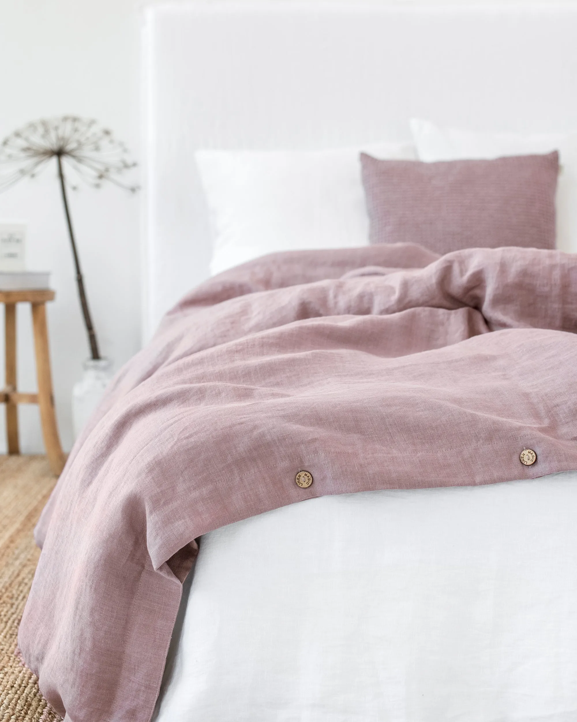 Woodrose linen duvet cover set (3 pcs)