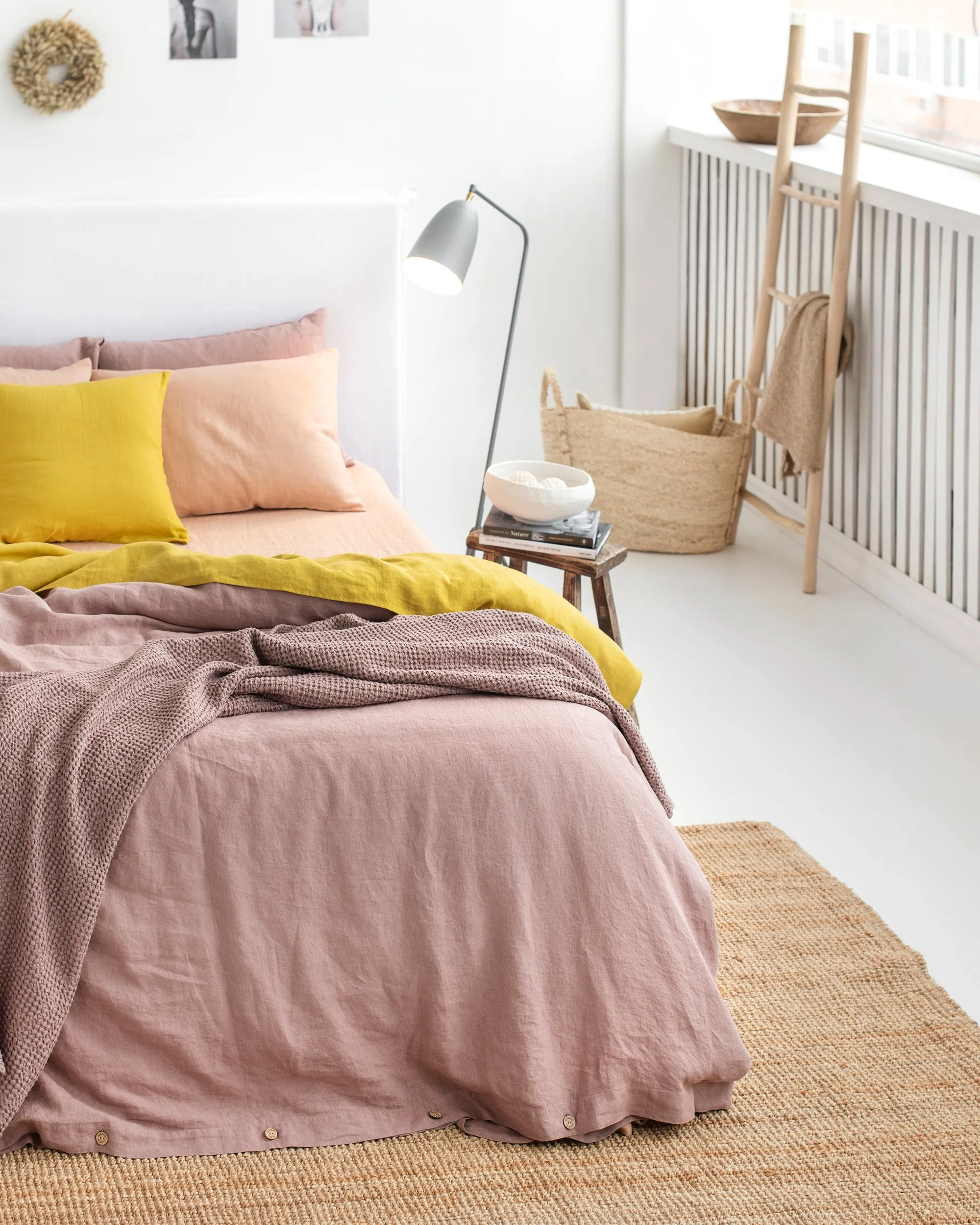 Woodrose linen duvet cover set (3 pcs)