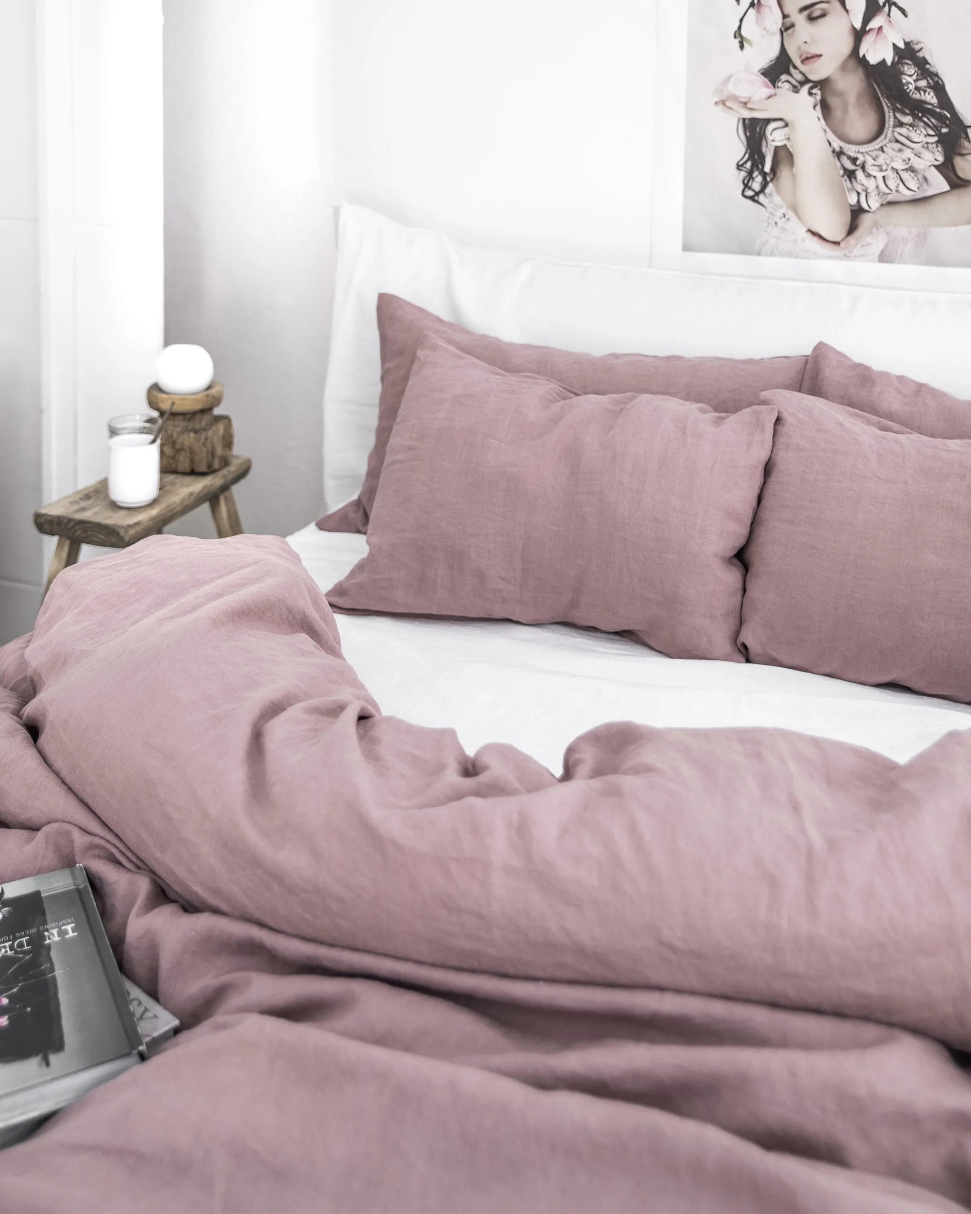 Woodrose linen duvet cover set (3 pcs)