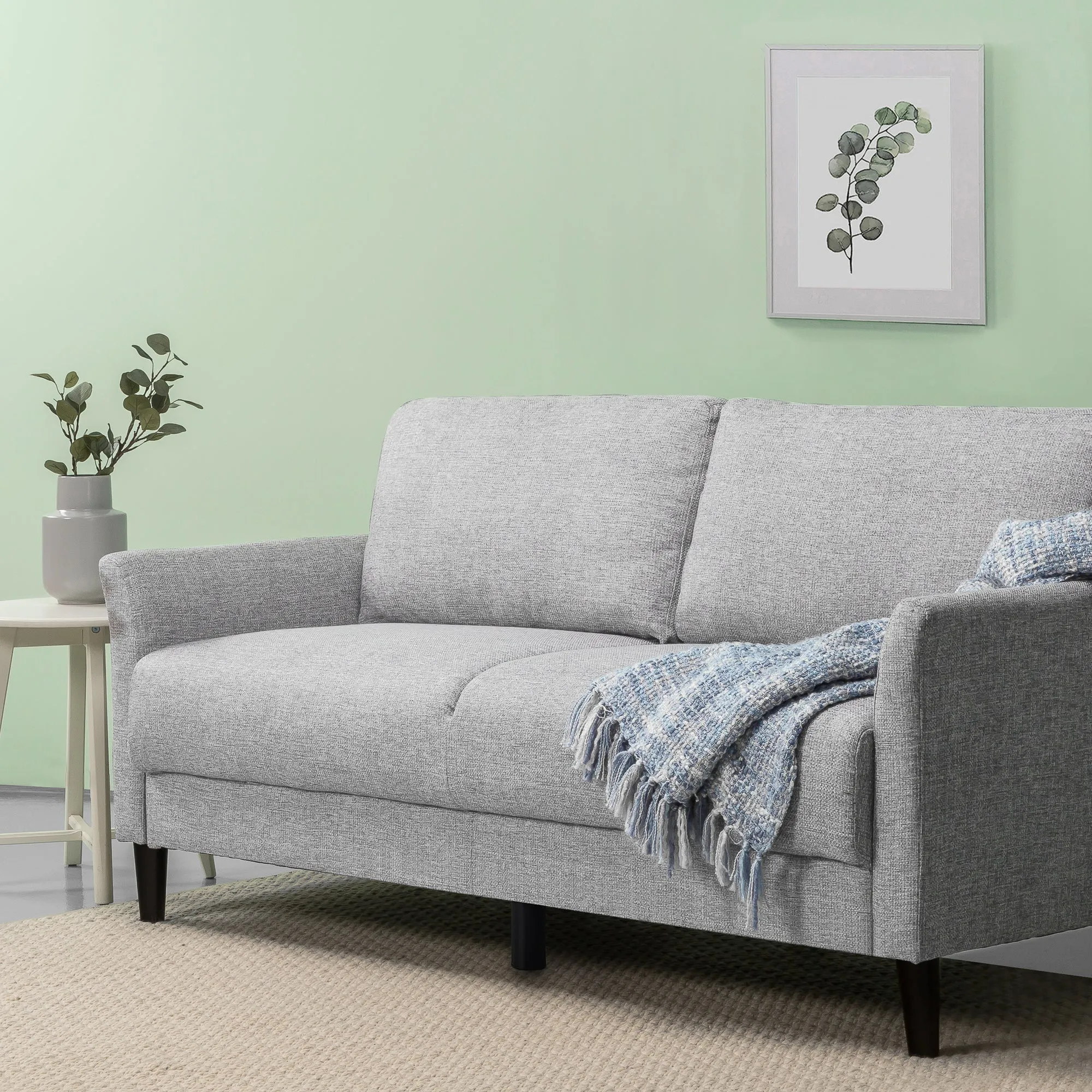 Zinus Jackie Classic Upholstered Sofa (Soft Grey Weave) (3 Seaters)