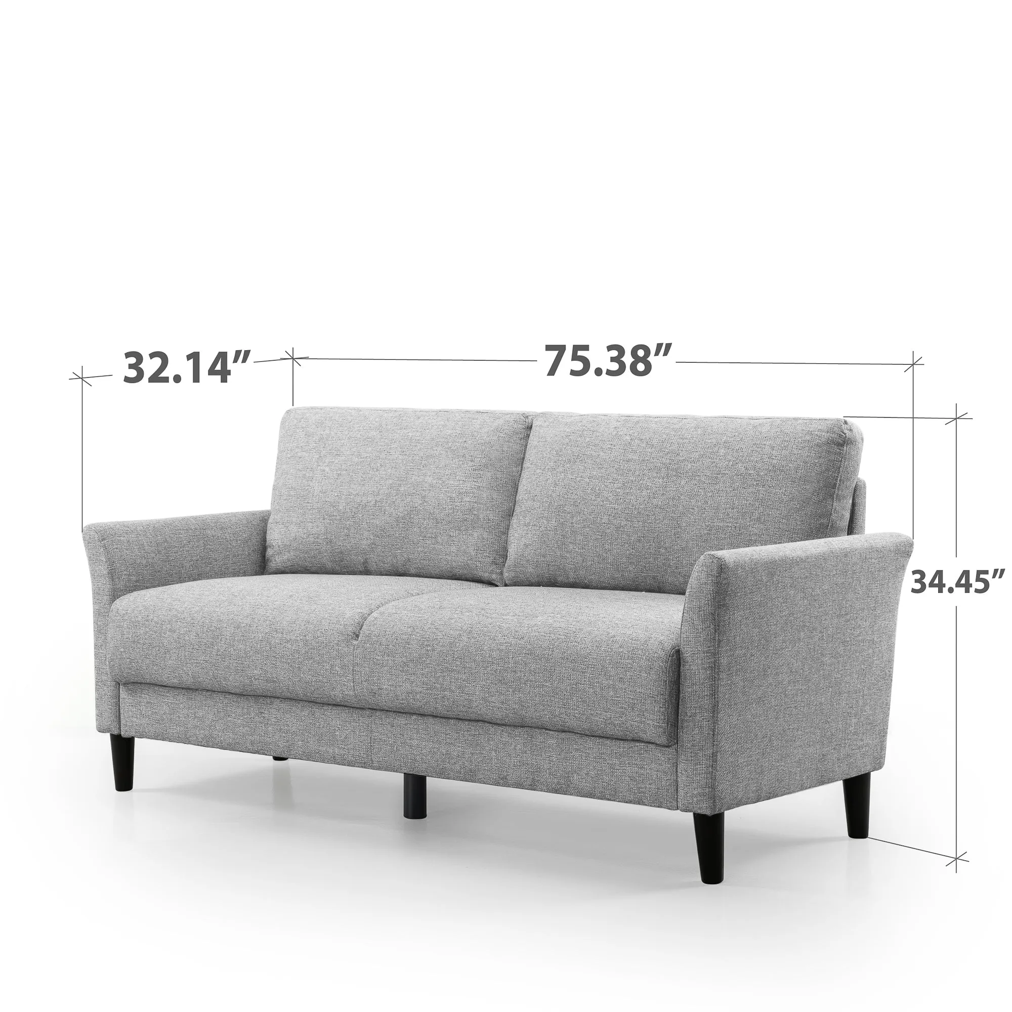 Zinus Jackie Classic Upholstered Sofa (Soft Grey Weave) (3 Seaters)